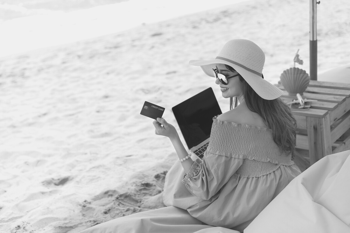 Traveler Woman Pay with Credit Card